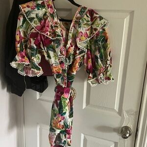 FARM Rio Floral Jumpsuit with Pink and Green